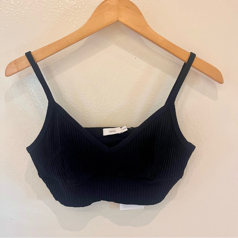 Onia Black Ribbed Bralette